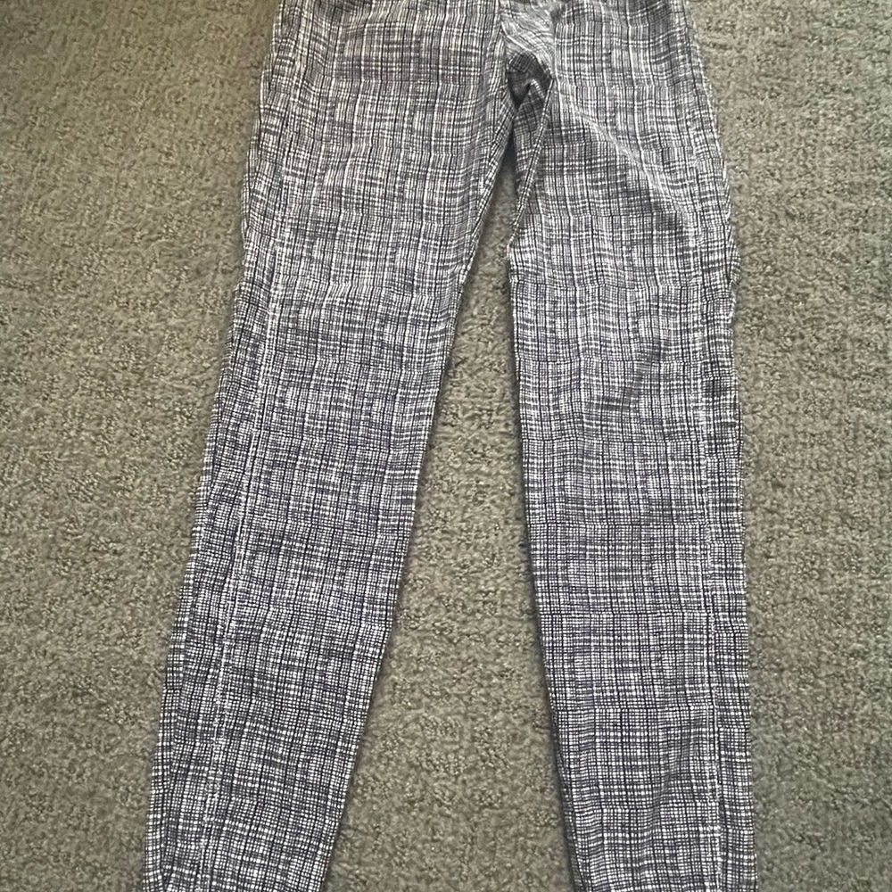 Womens Gray Checkered Chinos